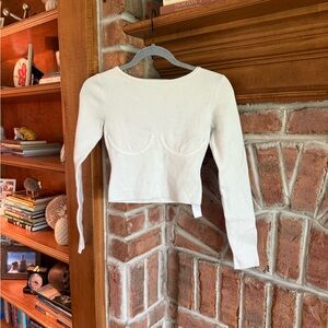 Good American Cream Crop Top